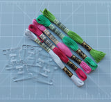 Modern Christmas Embroidery floss Set + 5 Daisy & Grace Floss bobbins