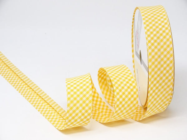 30mm 005 Yellow Gingham Bias Binding
