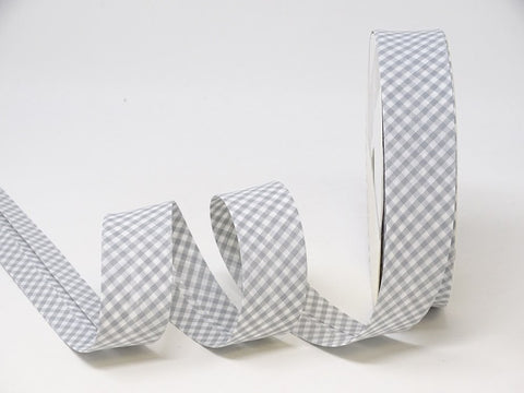 30mm Grey Gingham Bias Binding