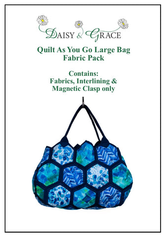 Quilt as you go Large Bag Fabric Pack - Blue Ocean (NO TEMPLATES)