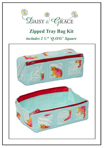 Zipped Tray bag - Tula Pink Racoons- Turquoise