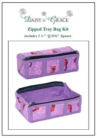 Zipped Tray bag - Tula Pink Racoons- Violet