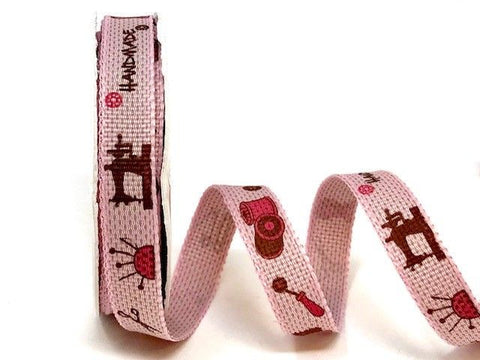 Pink Handmade Print 10mm Ribbon