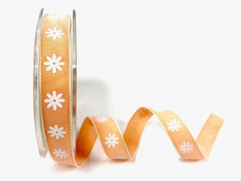 15mm Orange Daisy print ribbon