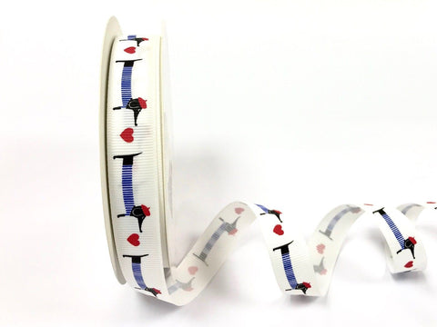 16mm Polyester Grosgrain Ribbon Dachshund